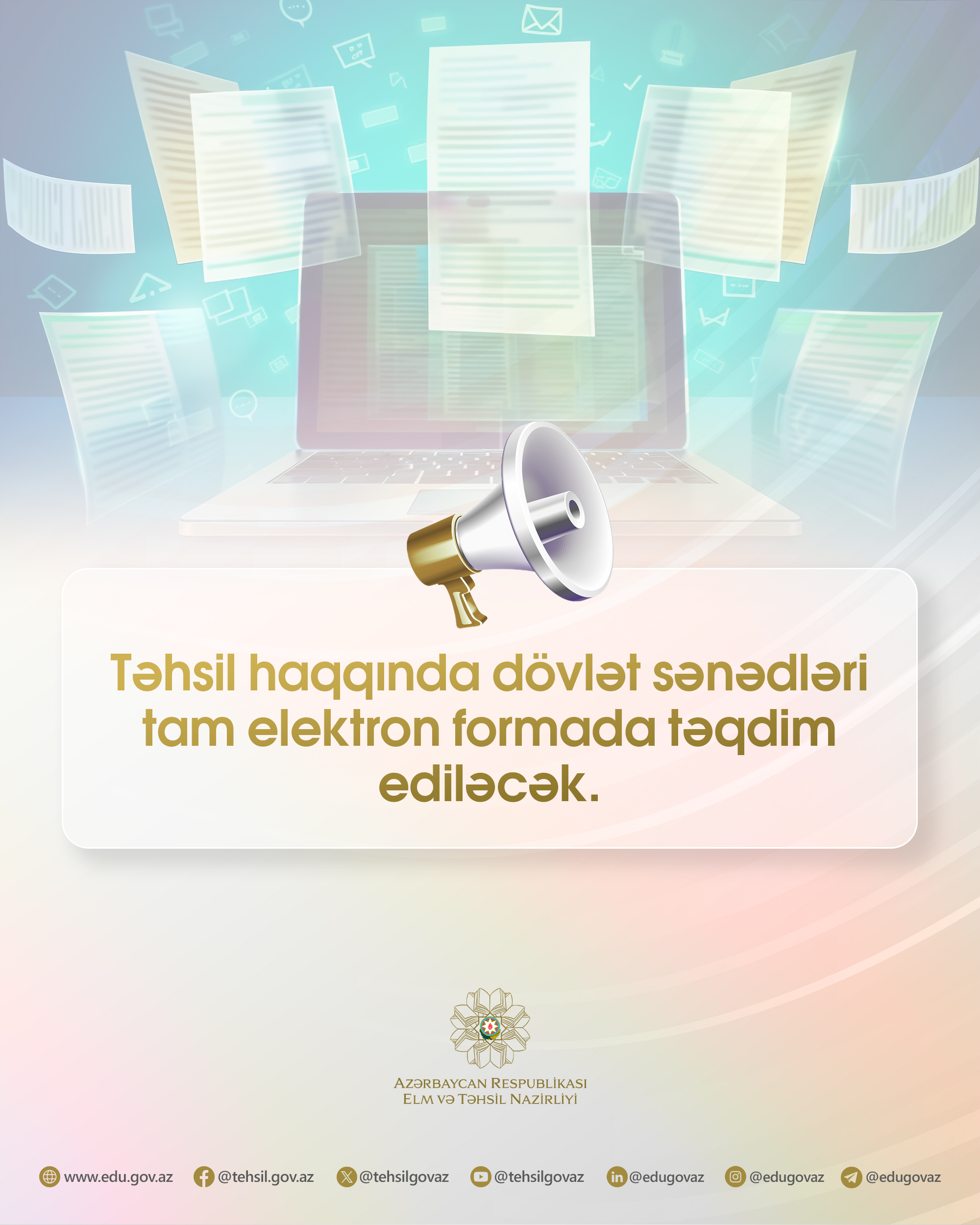 Təhsil haqqında dövlət sənədləri tam rəqəmsal formata keçirilir
